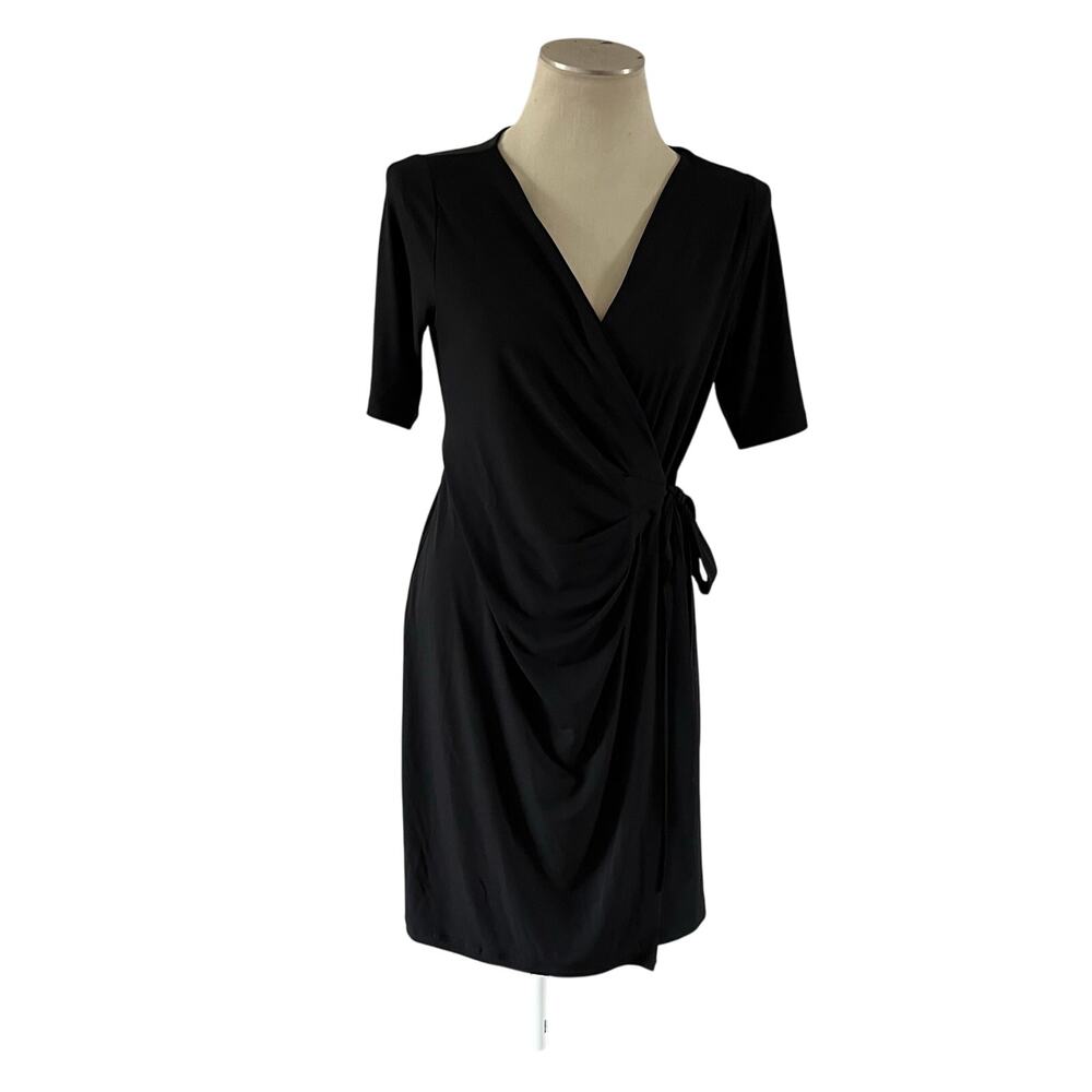 Motherhood Maternity Black Wrap Dress Wmns M Stretchy Pregnant Pregnancy